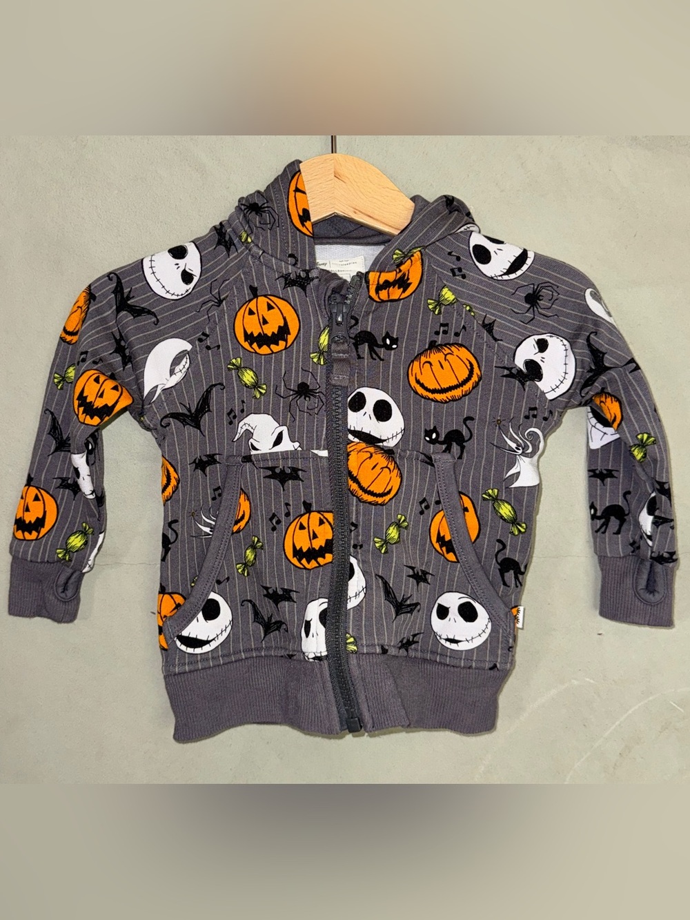 Little Sleepies bamboo Disney Nightmare Before Christmas Zip-Up Hoodie 6-12